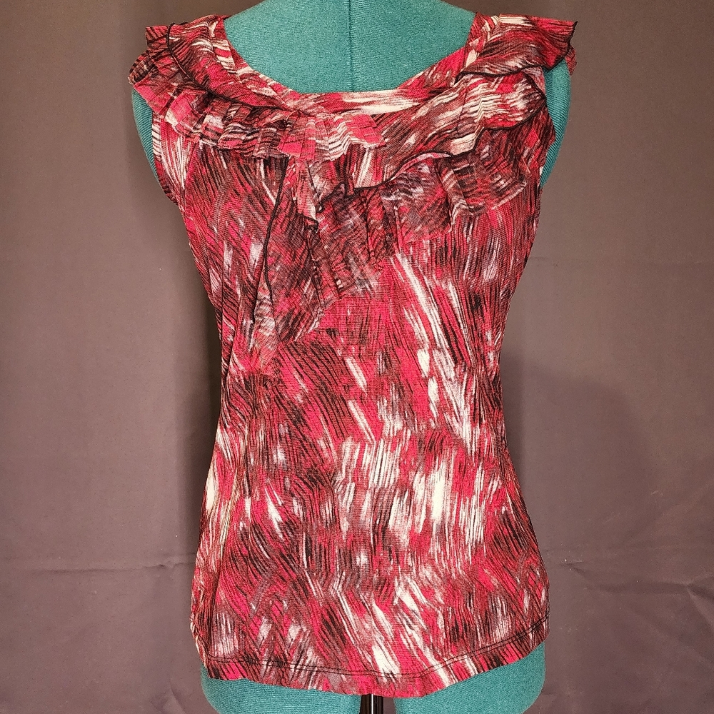3/$20 Worthington Ruffled Blouse - Red and Black